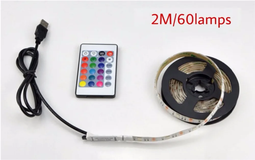 USB Светодиодные ленты лампы 2835SMD DC5V Гибкая Водонепроницаемая RGB светодиодный светящаяся лента 2 M 3M USB кабель HD ТВ Настольный Экран фон смещения свет