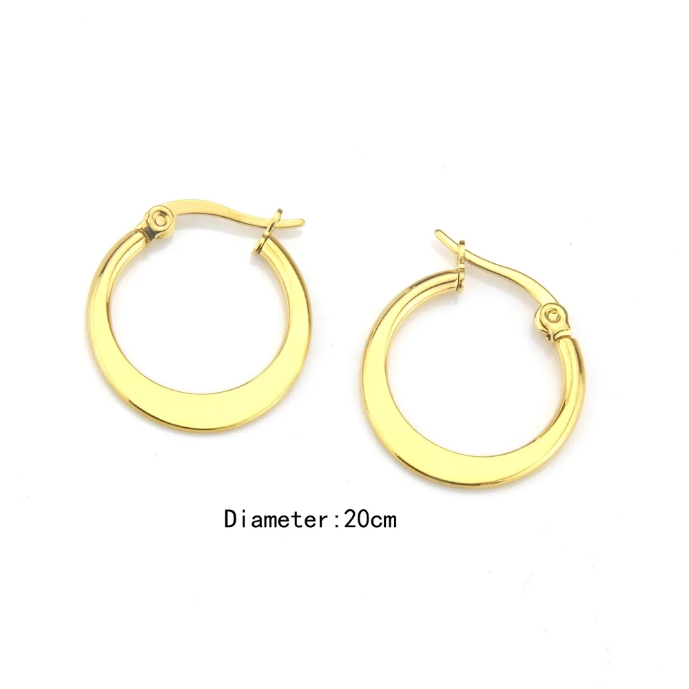 Серьги кольца из нержавеющей стали золотого цвета разные размеры|fashion hoop earrings|hoop
