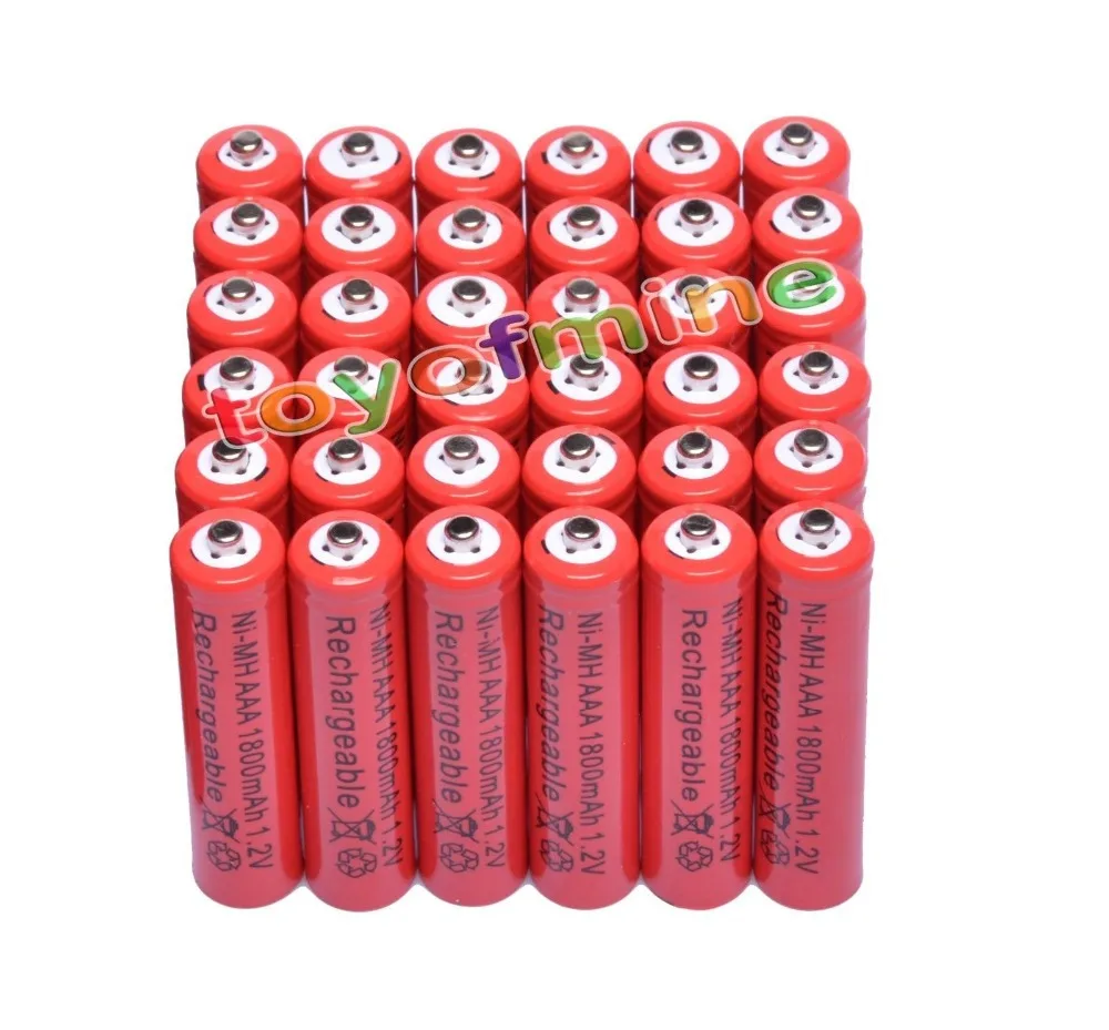 36x AAA 1800mAh 3A 1 2 V Ni-MH красная аккумуляторная батарея для MP3 RC игрушки | Электроника