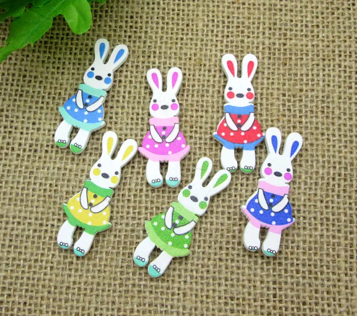 50 шт. деревянные пуговицы для шитья кроликов|sewing buttons|buttons for kidswood rabbit |