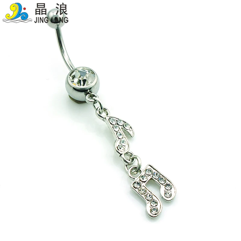 Promotion! DIY Brand New Wholesale Price Fashion White Rhinestone Music Note Navel Piercing Rings For Women Body Jewelry | Украшения и