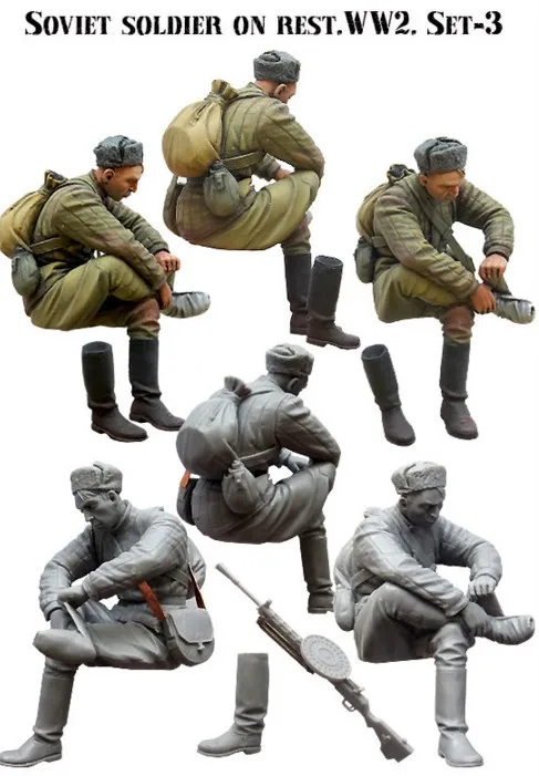1/35 WW2 Soviet machine gunner WWII Resin Model Kit figure Free Shipping | Игрушки и хобби
