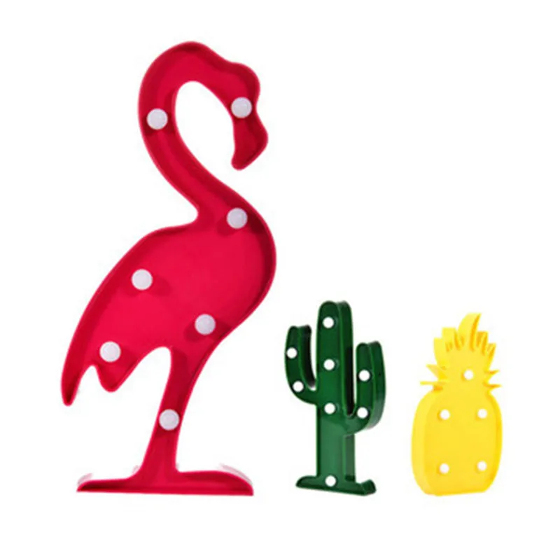3D Flamingo Pineapple Cactus Cloud Night Light Plastic LED Lights Kids Room Bedroom Bedside Party Wedding Decoration Decoration