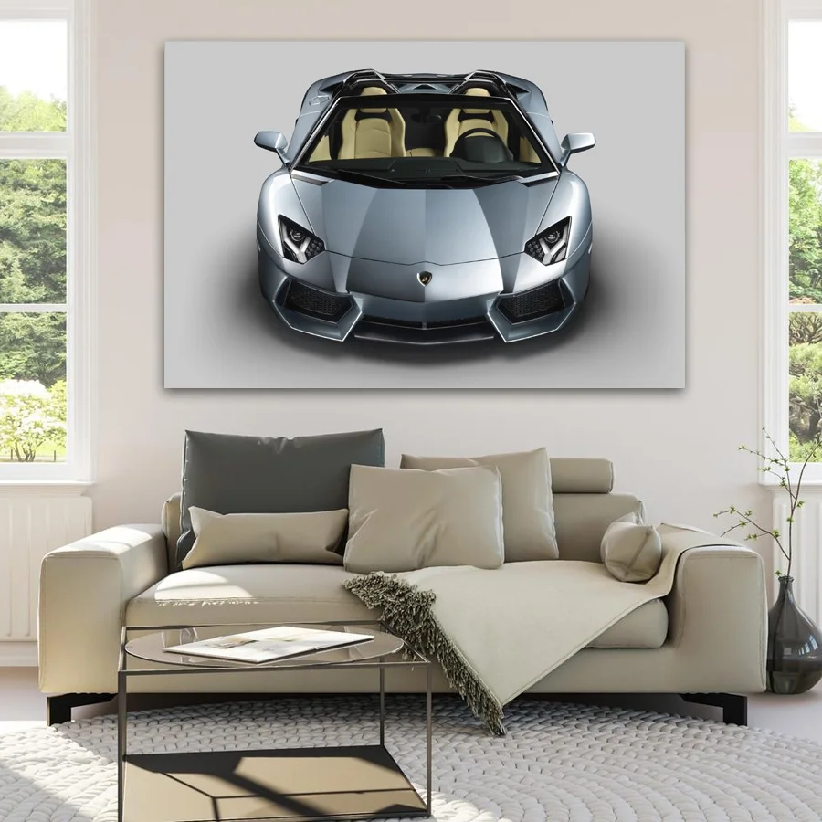 Роскошный автомобиль Aventador LP700-4 серебристый суперкар Плакаты и принты настенные