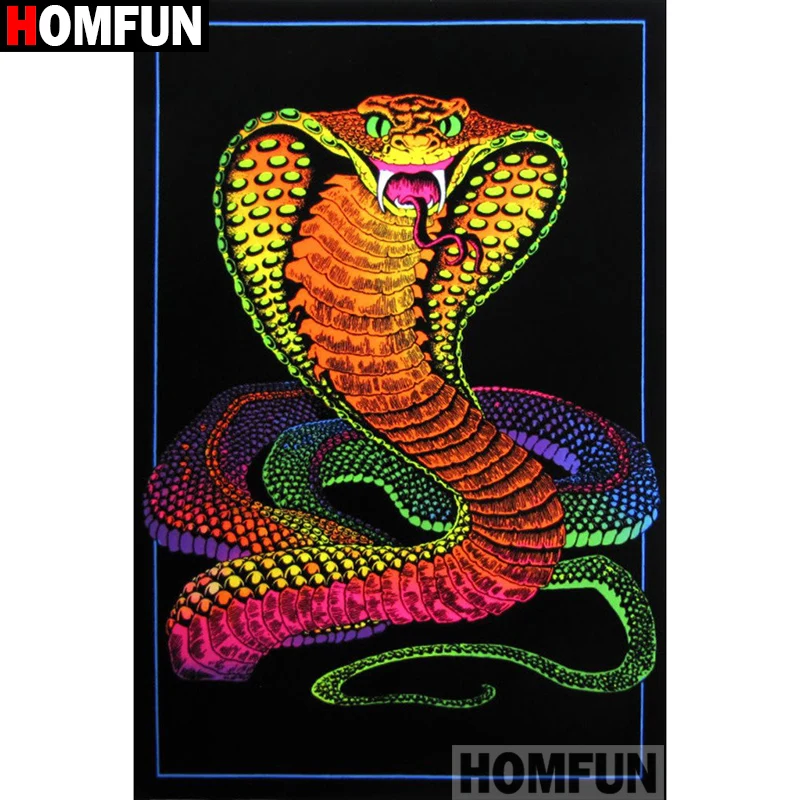 

HOMFUN Full Square/Round Drill 5D DIY Diamond Painting "Colored snake" 3D Diamond Embroidery Cross Stitch Home Decor A21357