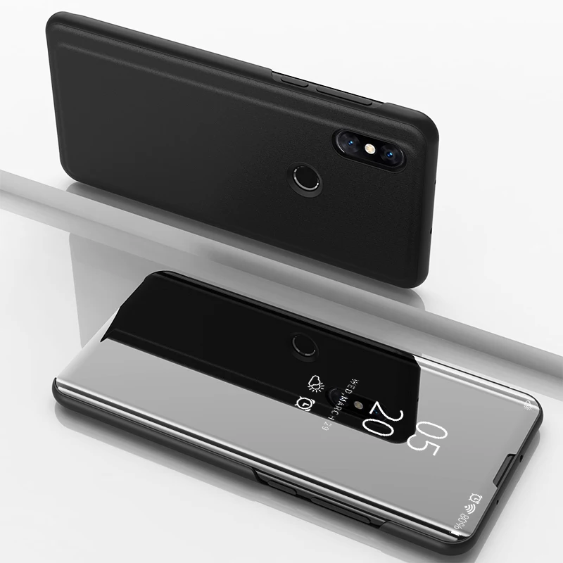 Умный чехол книжка для Xiaomi Mi Mix 3 прозрачный кожаный зеркальный подставка Mix3