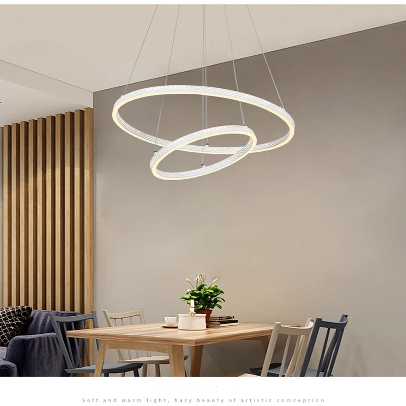 Светодиодный светильник современная люстра белого цвета украшение из колец