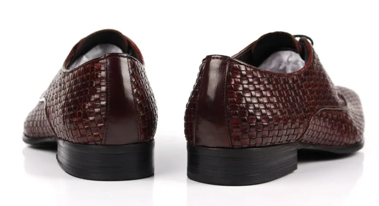 Woven Design Pointed Toe Summer Mens Business Shoes Genuine Leather Dress Male Formal Wedding | Обувь