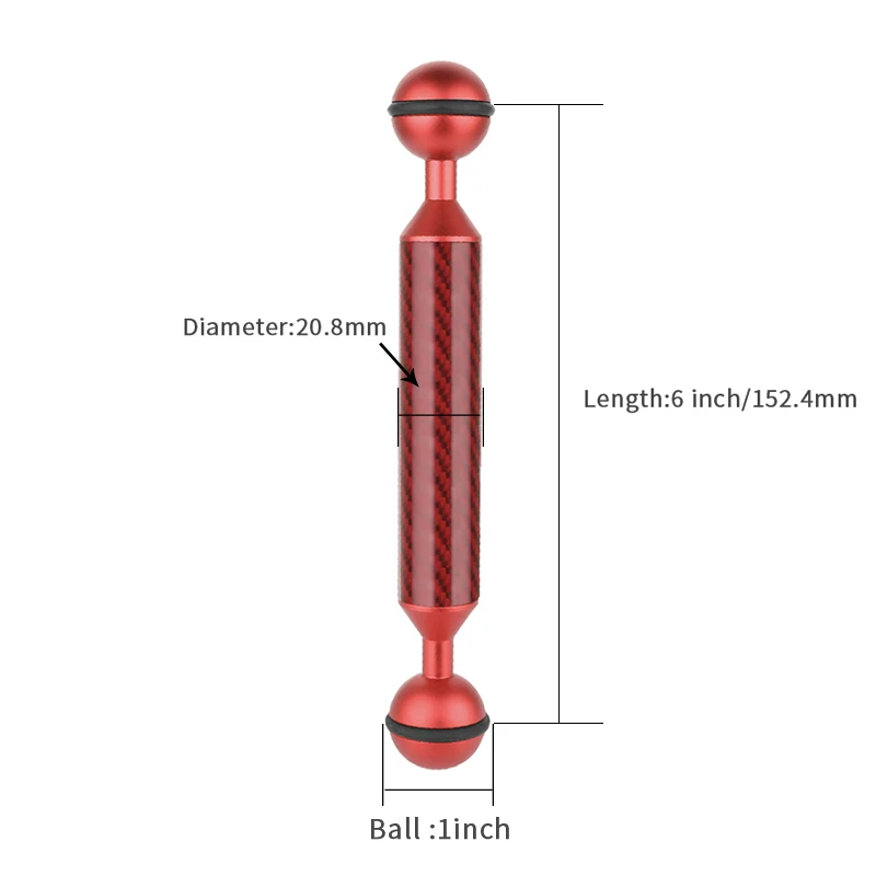 6inch Red Дайвинг фон для фотосъемки из углеродного волокна с шаровой головкой плавучесть плавучих Arm Камера подводный набор лотков Сверхлегкий 5/6/7/8/9/10/11/12 дюймов - Цвет: 6inch Red