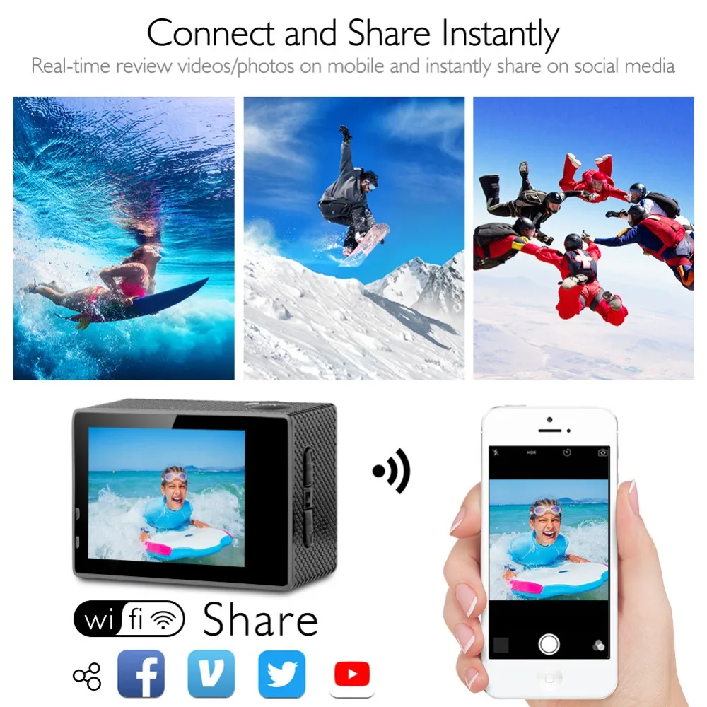 AKASO EK6000 Экшн камера Ultra HD 4 K WiFi 2 0 &quot170D подводный водонепроницаемый шлем Cam
