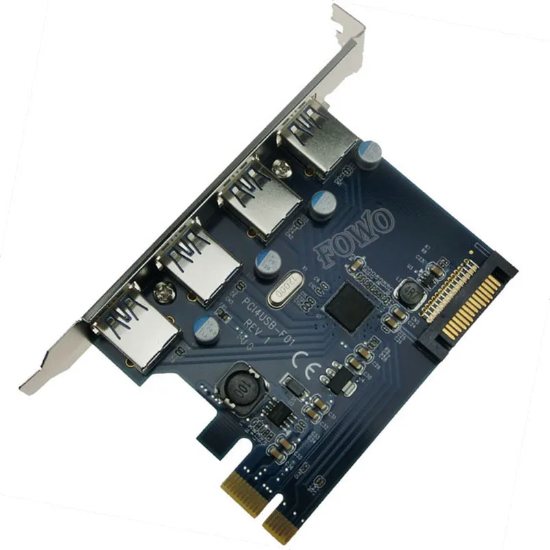 4 порта USB 3,0 PCI Express карта PCIe USB 3,0 хост-контроллер 4 x USB3.0 адаптер с 15pin SATA чип питания Fresco FL1100
