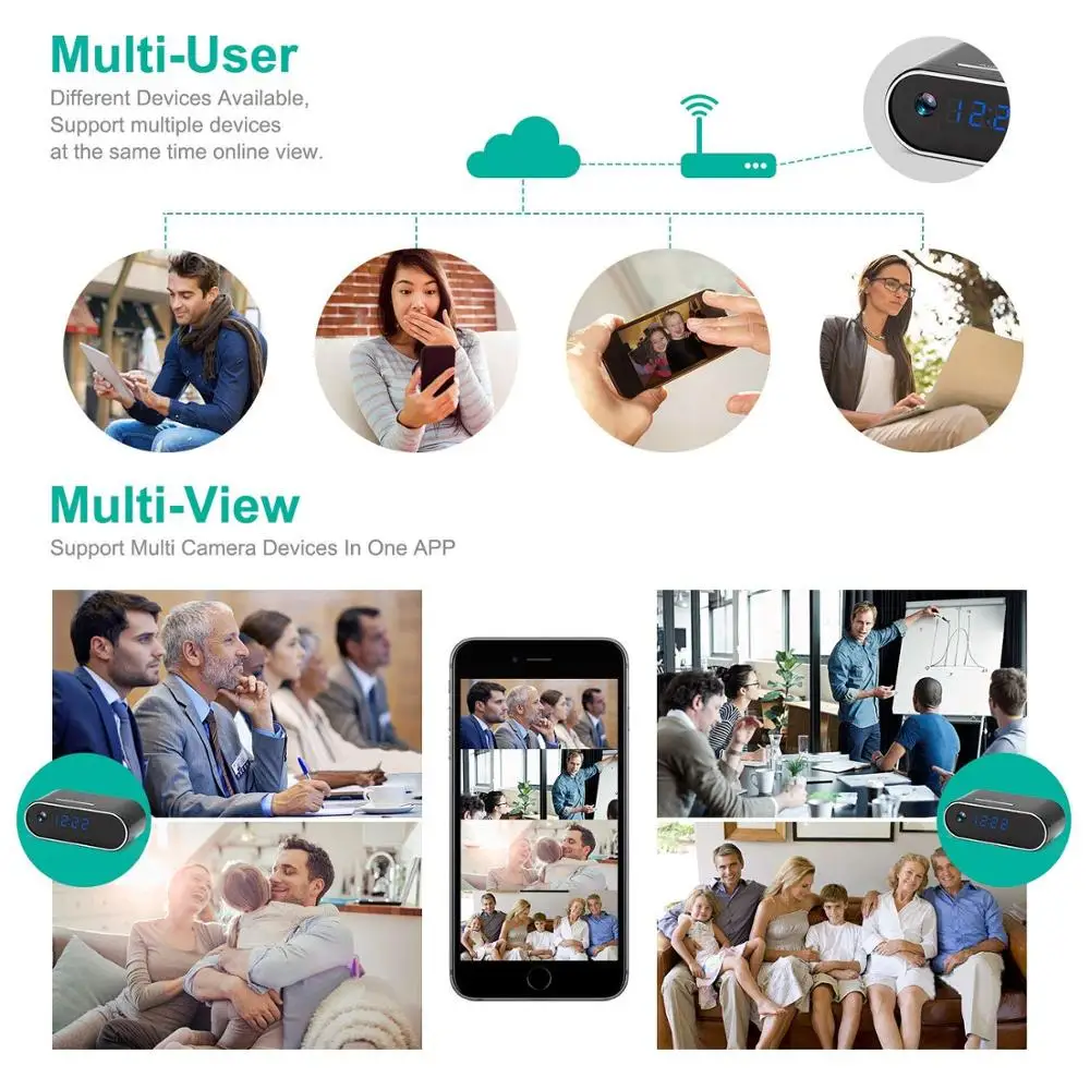 HD 1080P WiFi настольные часы мини камера IP микро видеокамера видеорегистратор