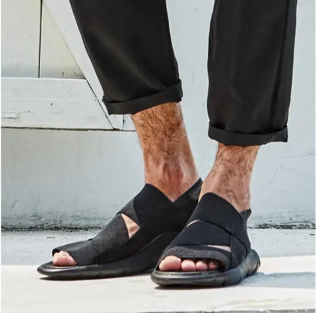 

Hot Summer 2018 Men's Sandals Outdoor Leisure Gladiators Rome Style Black Breathble Beach Shoes