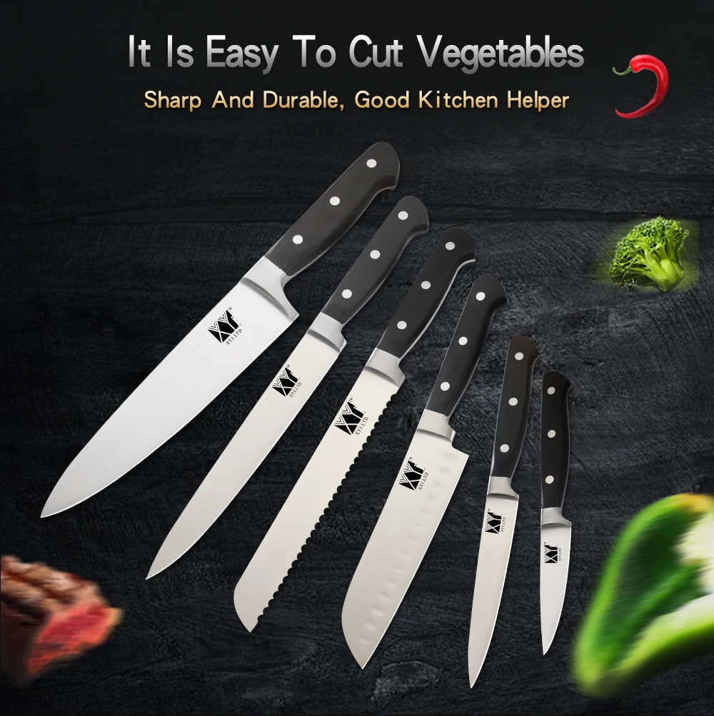 XYj кухонный нож Santoku шеф повара с ультраострым лезвием в немецком стиле для