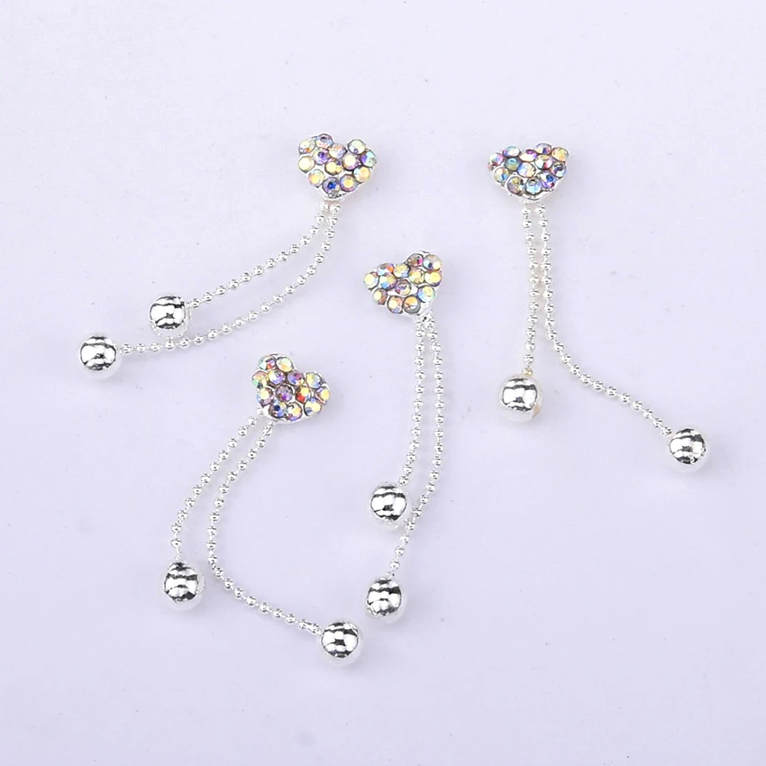 10pcs Heart rhinestones chain nail decoration handmade DIY jewelry accessories MNS802 | Красота и здоровье