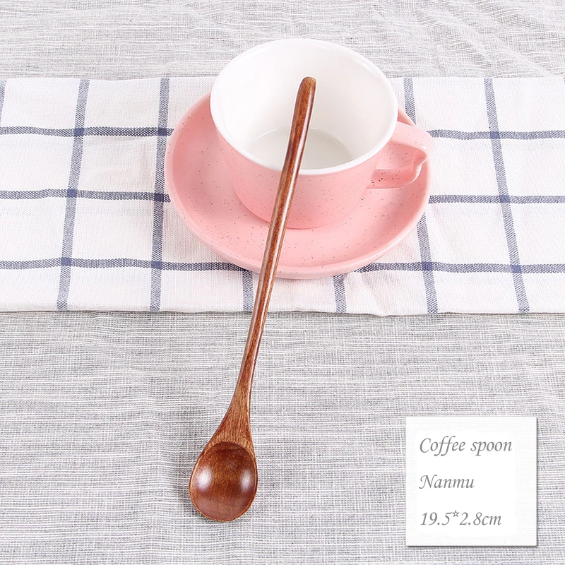 6 BalleenShiny Wooden Dessert Spoon Long Handle Wiring Coffee Stir Honey Milktea Scoop Cute Tableware Jam Cream Milktea Tools - Цвет: 6