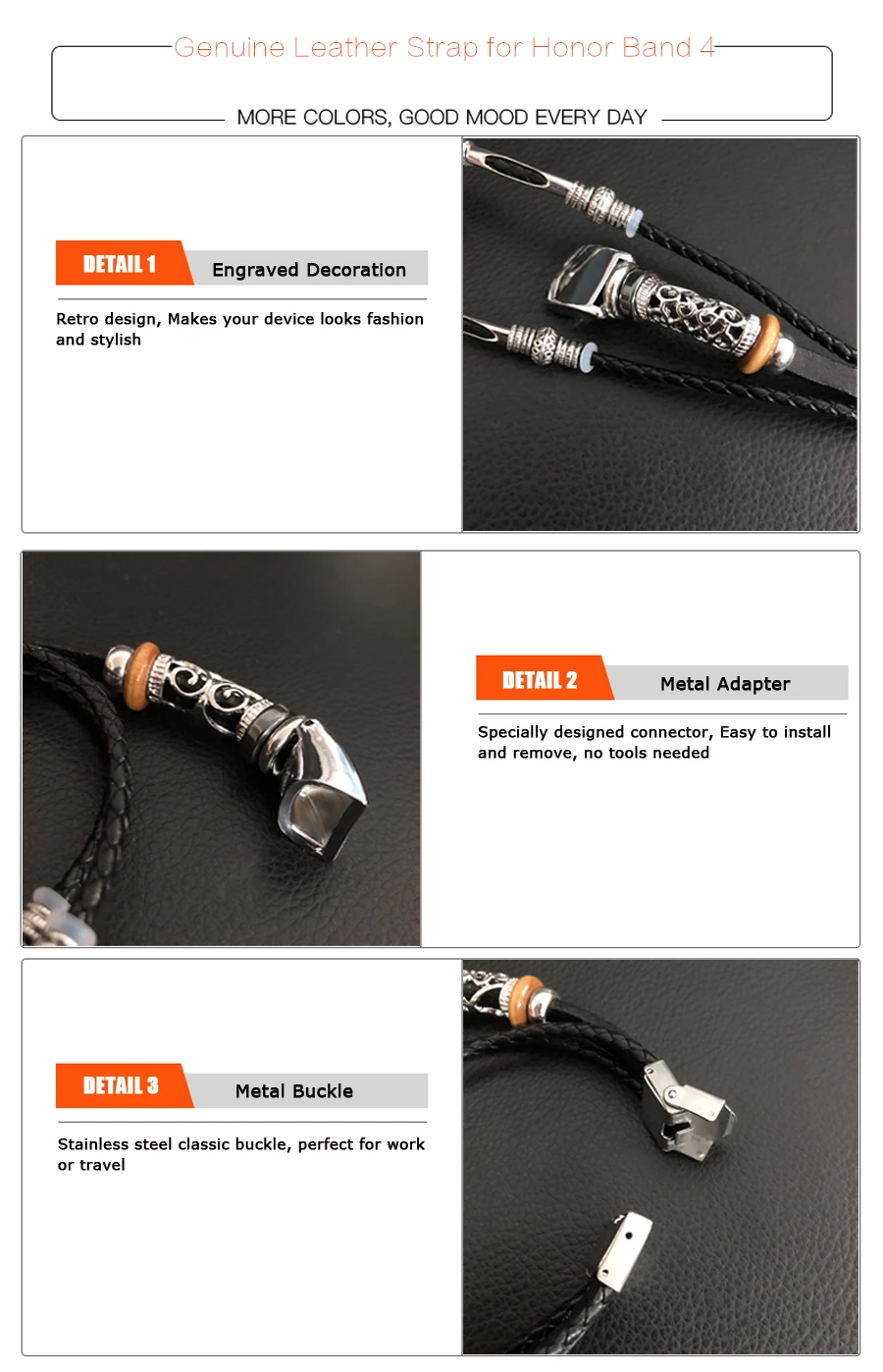 Ремешок для Honor Band 4, ремешок из натуральной кожи в ретро-стиле, Плетеный ремешок для часов, браслет для huawei Honor Band 4/5, ремешок, аксессуары