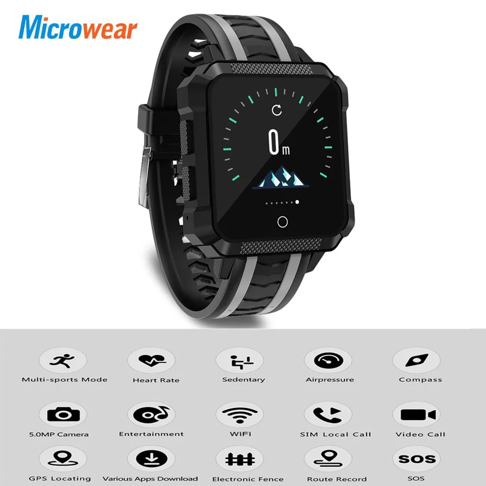 Microwear H7 Смарт часы Android 4G Bluetooth Спорт Phonewatch 5.0MP Камера/gps/IP68