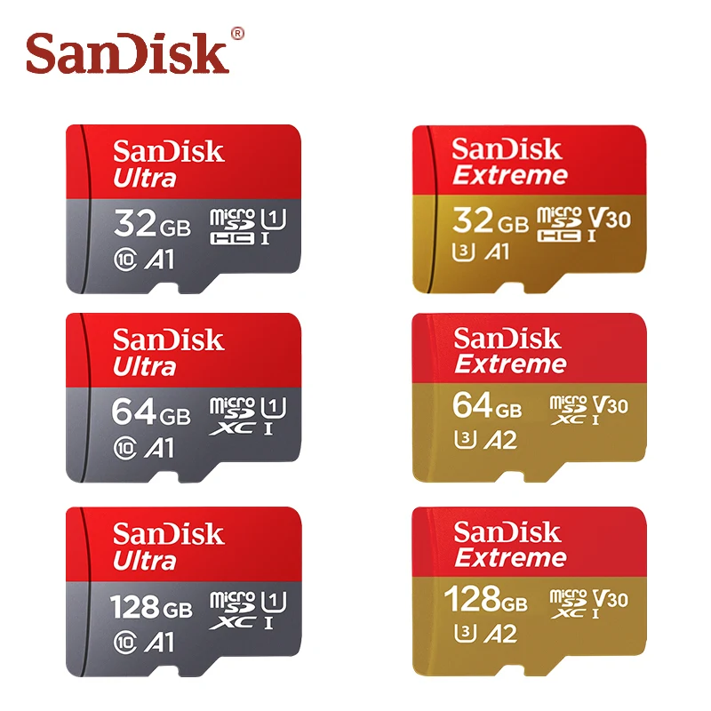 Карта памяти SanDisk 64 Гб micro sd класса 10 Microsd 16 флэш-памяти 32 Экстрим V30 U3 4K UHD TF карта
