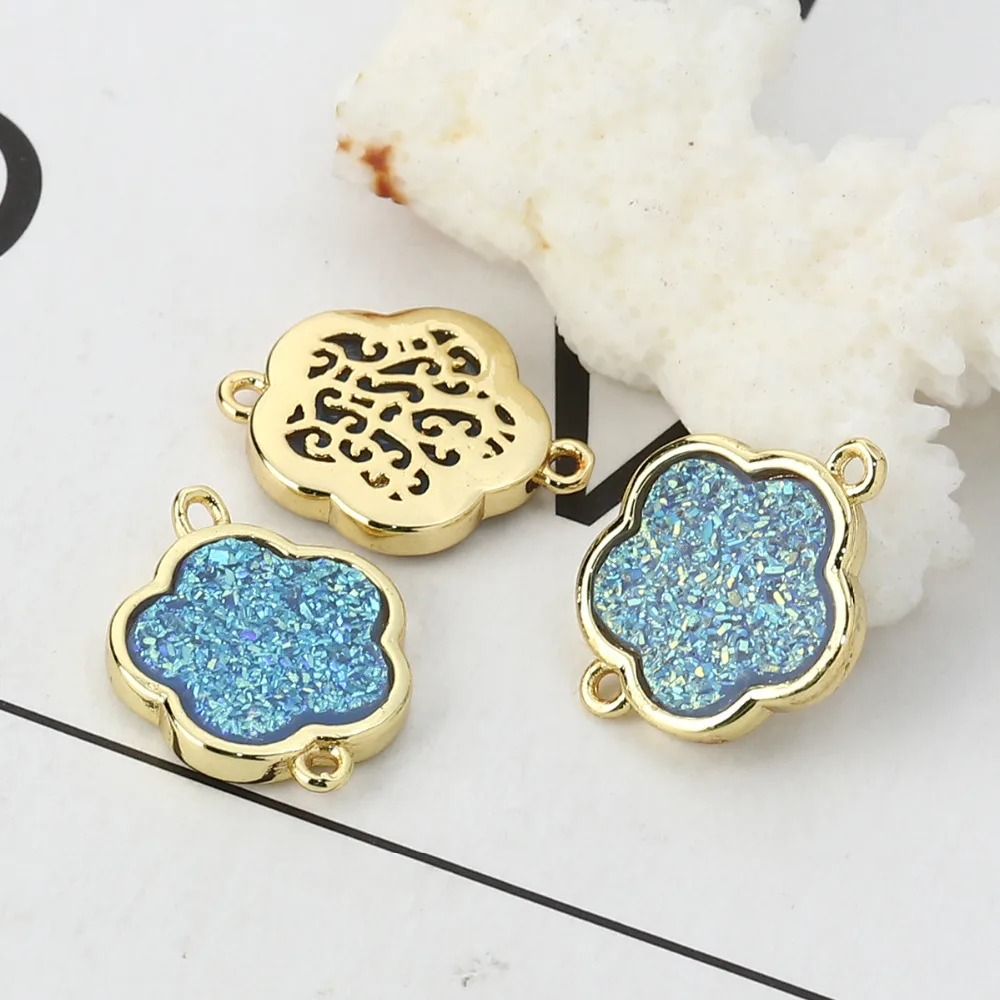 DoreenBeads медный и синтетический кварцевый Druzy/ Drusy соединители цветок золото