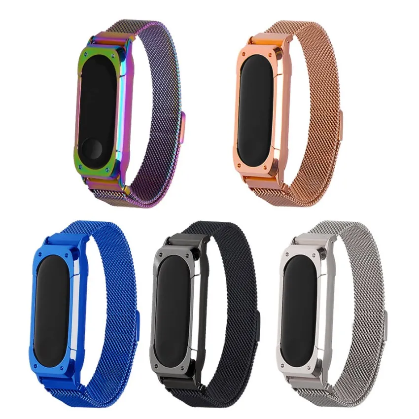 Многоцветные магнитные ремни Milanese с пряжкой для Xiaomi Mi Band 3 металлический ремешок