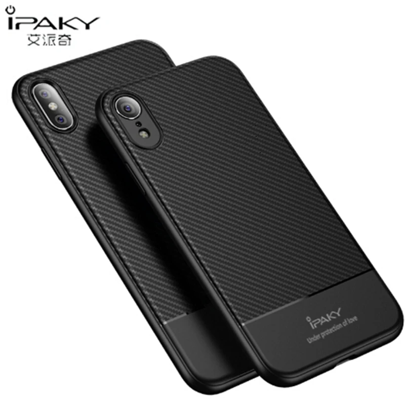 IPAKY противоударный силиконовый чехол из углеродного волокна для Iphone XS X Max XR