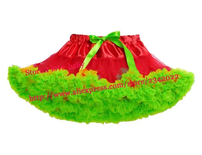red W green Юбка-пачка для девочек; 2 цвета; пышная шифоновая юбка-американка в стиле пэчворк; праздничные Юбки принцессы; Детские балетные юбки для девочек - Цвет: red W green