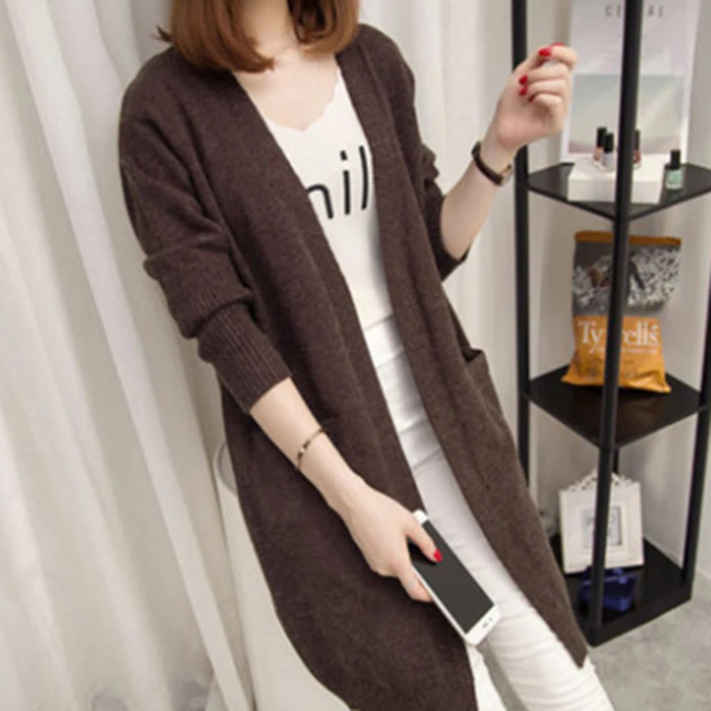Autumn Winter Sweater Long Cardigan Female Fashion Sleeve Tricot Women Jacket Tops Coat |