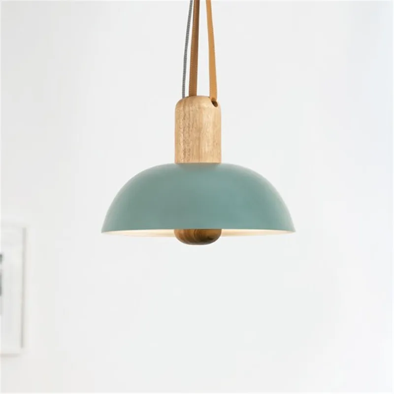 

Industrial Loft Style Single Droplight Vintage LED Pendant Light Fixtures Wood Iron Leather Hanging Lamp Indoor Lighting