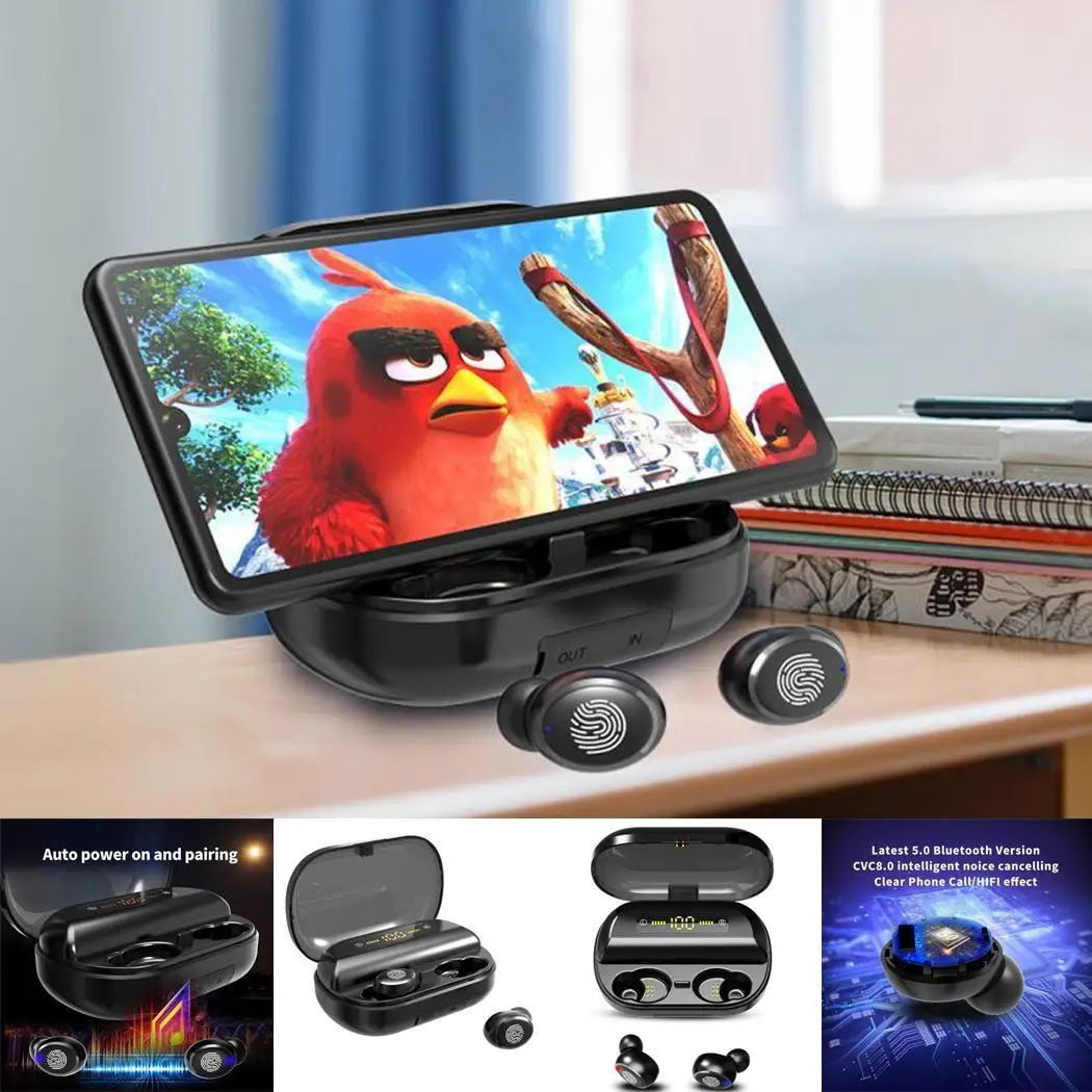 Беспроводная Bluetooth Hifi гарнитура стерео в ухо 2400 мАч Мини CVC8.0 наушники Поддержка с