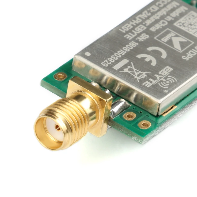 Nrf24l01 Φ Ebyte 20 дБм большой диапазон 2100 м SPI NRF24L01 + PA LNA 2 4 ГГц радиочастотный