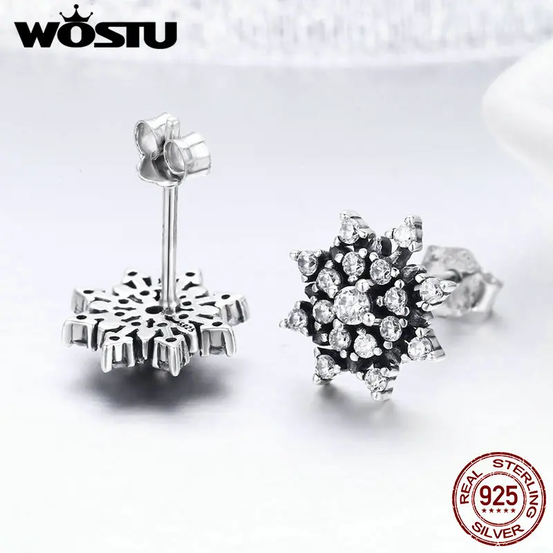 Женские серьги-пусеты WOSTU из стерлингового серебра 925 пробы с блестящими