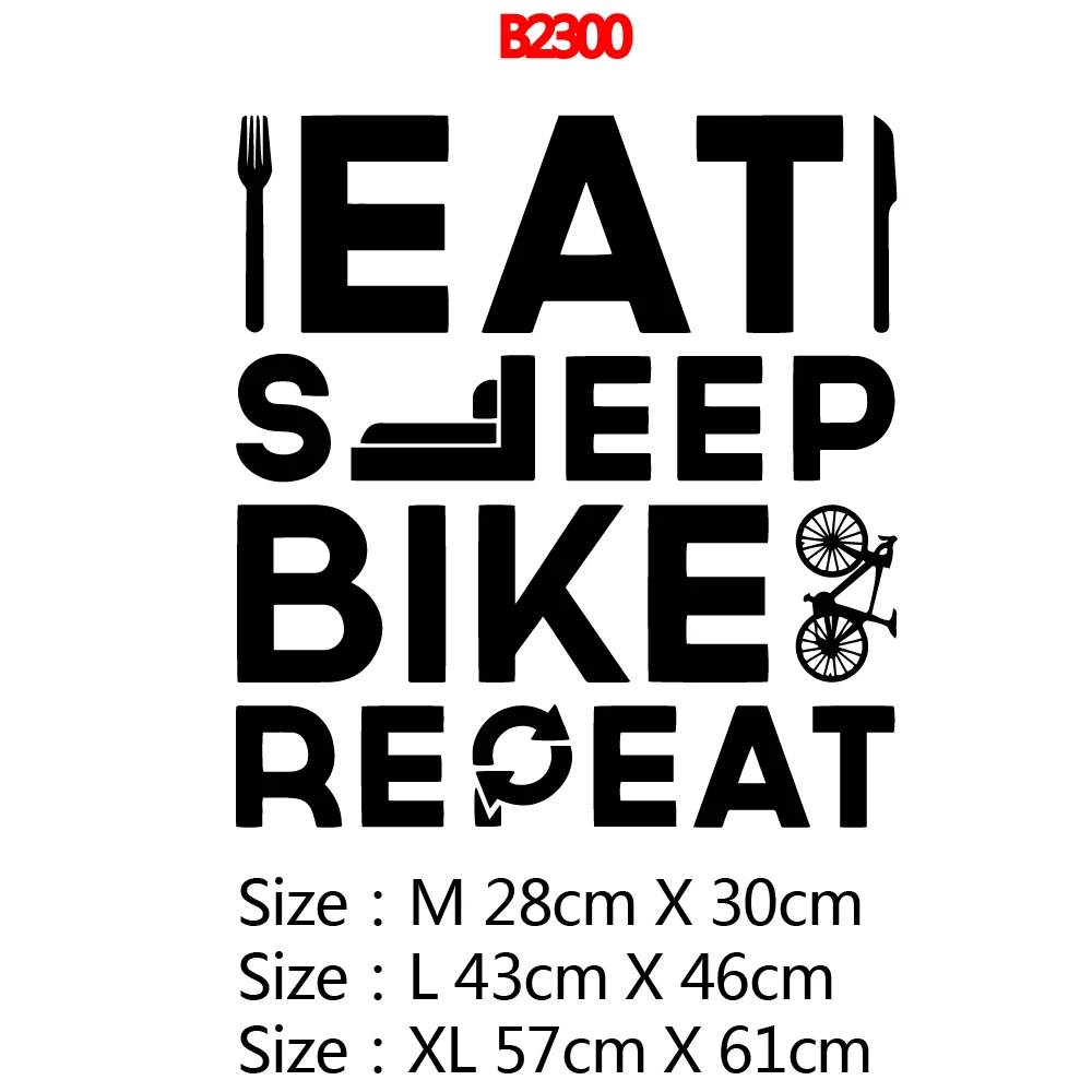 Мультфильм есть спать велосипед переводная наклейка Съемная виниловая панно для