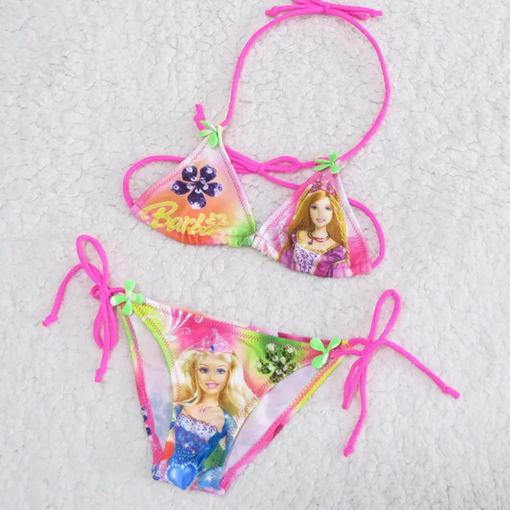 2019 высокое качество милый купальник-бикини с принтом для девочек купальный