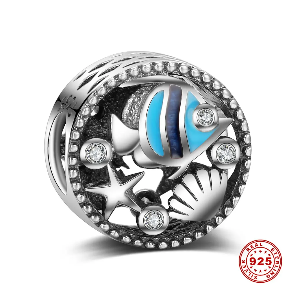 GRACE MOMENTS European Style Real 925 Sterling Silver Blue Underwater World Beads Fit Bracelet Necklace Jewelry DIY Gift | Украшения и