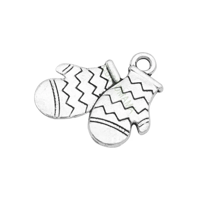 

80pcs-Antique Tibetan Silver Mitten Charms Pendant, Gloves Charm 19x16mm