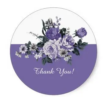 

1.5inch Romantic Violet Flowers Thank You Stickers