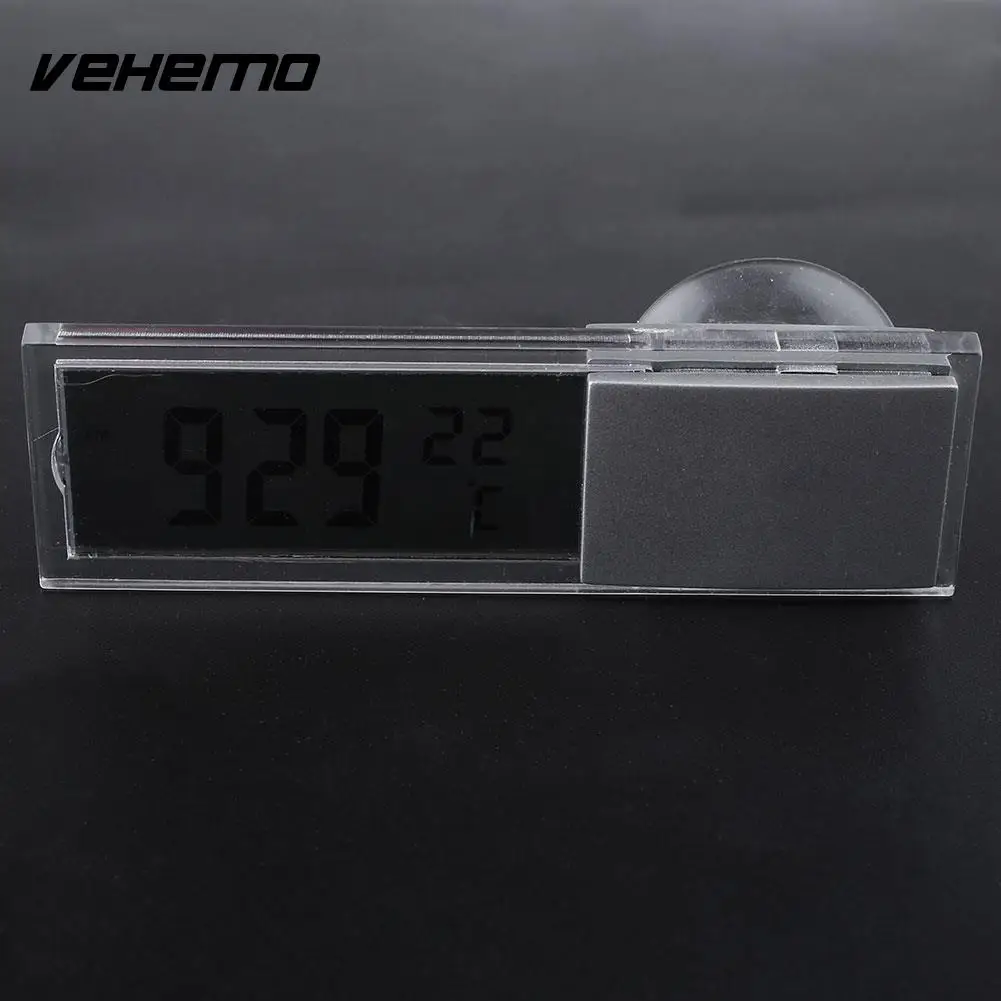 Vehemo 2 в 1 цифровые ЖК-часы термометр присоска для автомобильного монитора