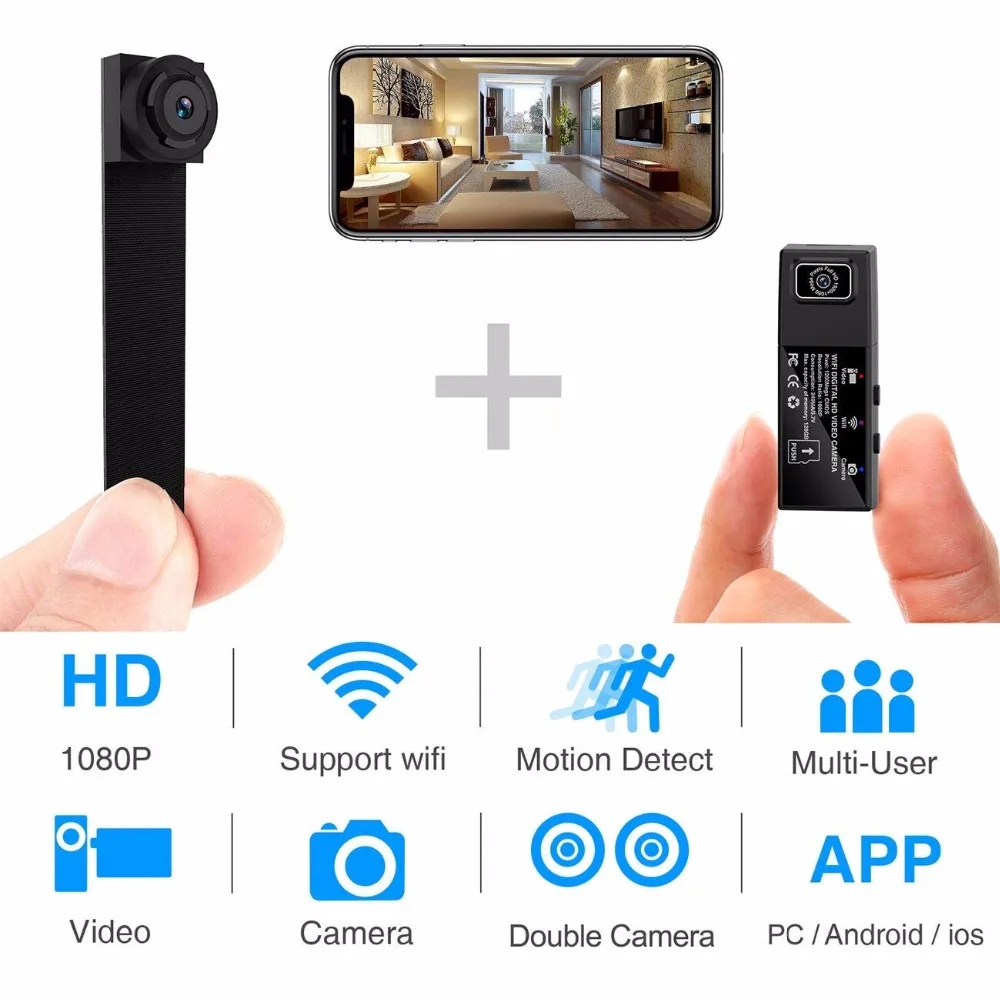 HD 1080P DIY портативная WiFi IP мини камера P2P беспроводная микро веб-камера видеокамера регистратор Поддержка удаленного просмотра Скрытая TF карта