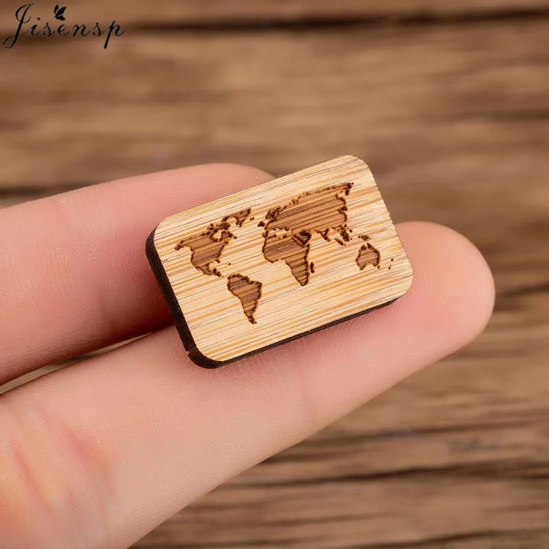 Jisensp Винтаж World Travel деревянные броши шпильки простой прямоугольник Карта Мира