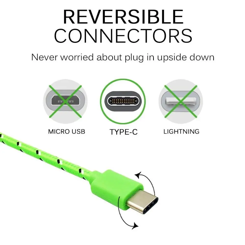 Fast Charging Type-C USB C Mobile Phone Cables 1M/2M/3M USB C Cable Fast Charge For Samsung S10 Plus Huawei Nylon Braided Cable