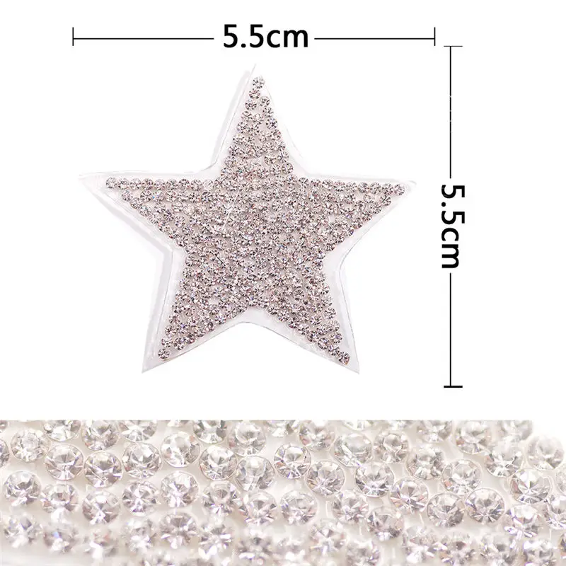 Style 6 6.5cm rhinestone star stickers rhinestones applique 5pcs/pack hotfix heat transfer design iron on For kids garment bag shoe - Color: Style 6