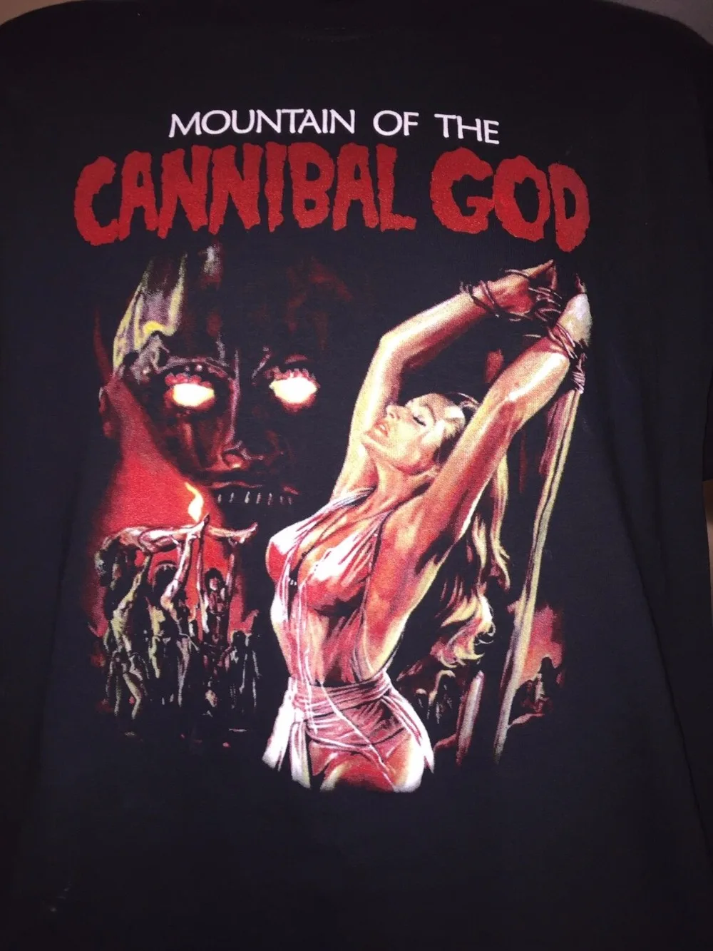 Футболка с надписью Mountain Of The Cannibal God Повседневная футболка круглым вырезом и