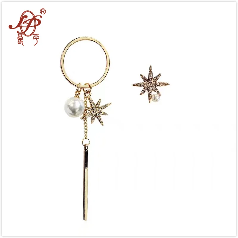 

L&P 100% 925 Sterling Silver Asymmetry Cross Stars Earrings For Women ,Top Quality Zircon Drop Earrings Birtyday Gift