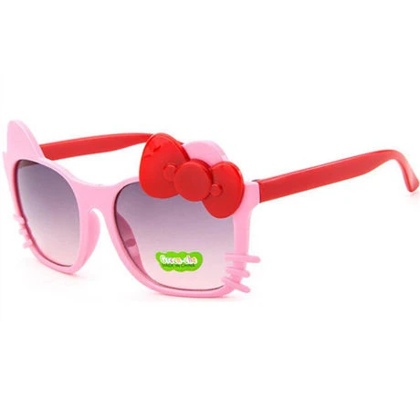 Детские солнцезащитные очки, брендовые дизайнерские, hello kitty, модные, откидные, солнцезащитные очки для детей, для мальчиков и девочек, детские очки, UV400 - Цвет линз: RD2-7