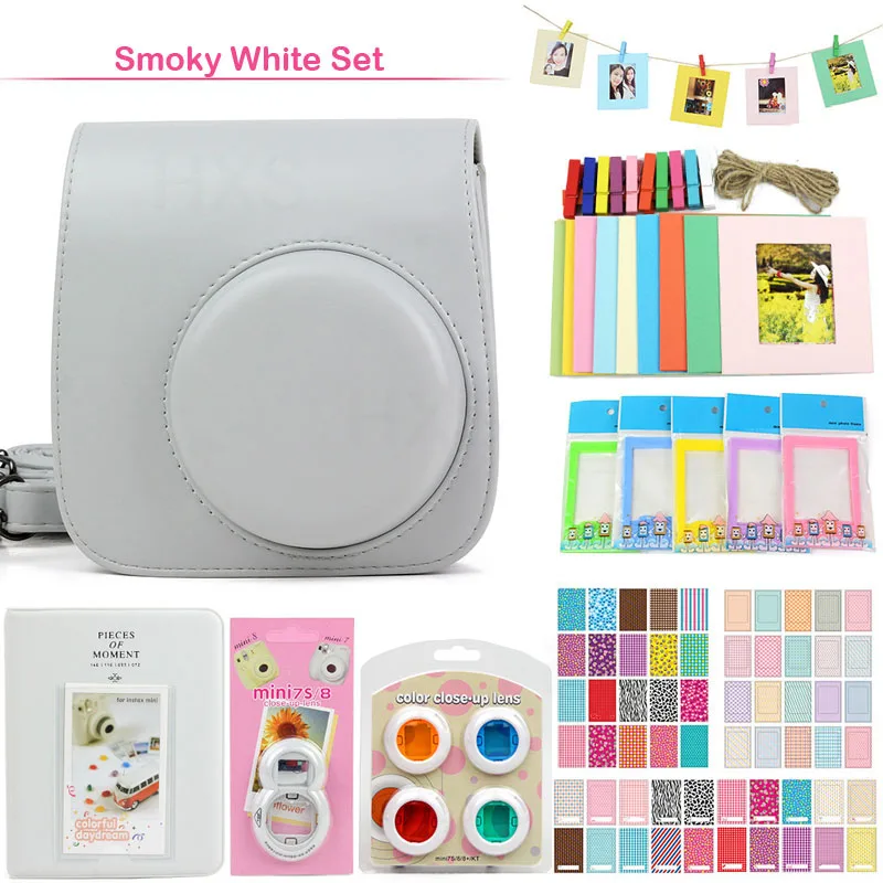 Smoky White Set Fujifilm Instax Mini фотокамера моментальной печати аксессуары комплект с Чехол/альбом/Фильтры/фоторамки/наклейки fr Instax Mini 9 8 - Цвет: Smoky White Set