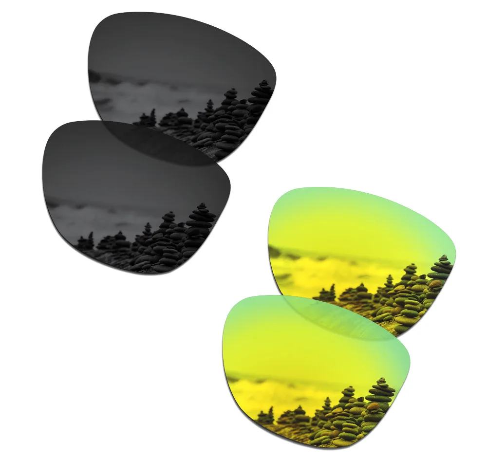 

SmartVLT 2 Pairs Polarized Sunglasses Replacement Lenses for Oakley Frogskins Stealth Black and 24K Gold