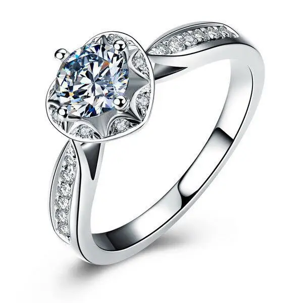 

Real 18K White Gold Female Promise Love Ring 1CT Test Positive Certified Moissanite Diamond Woman Anniversary Ring
