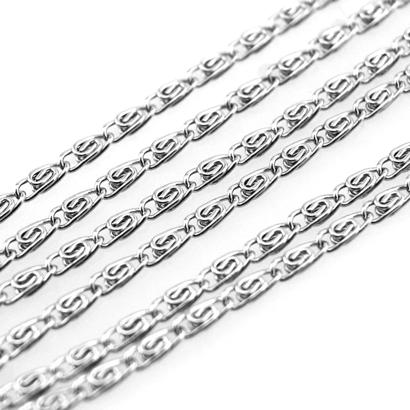 

Risul Fashion Paper Clip Chain 2mm thin necklace for Women Diy jewelry Silver Tone Stainless steel necklace wholesale 10pcs
