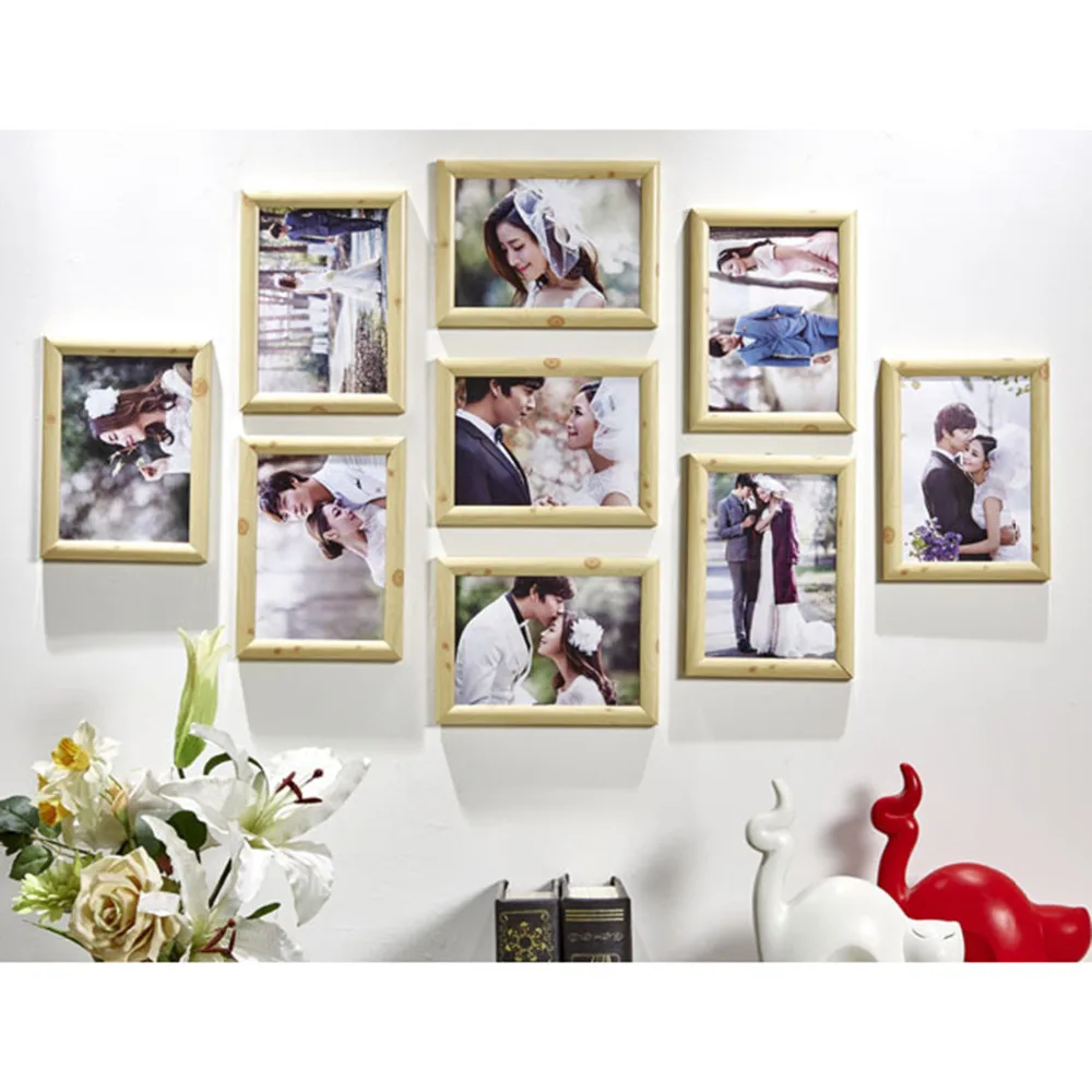 9 шт./компл. DIY рамка для семейной фотографии PVS комплекты для домашнего украшения стены Винтаж Свадебная фоторамка мини рамы для картин для малышей